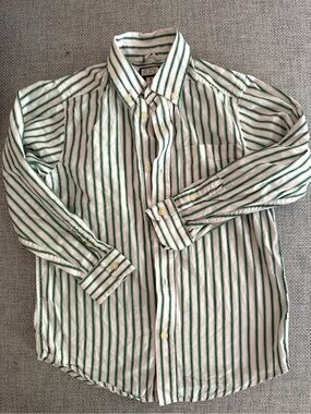 The Children's Place Green and White Stripe Button-Down Shirt
